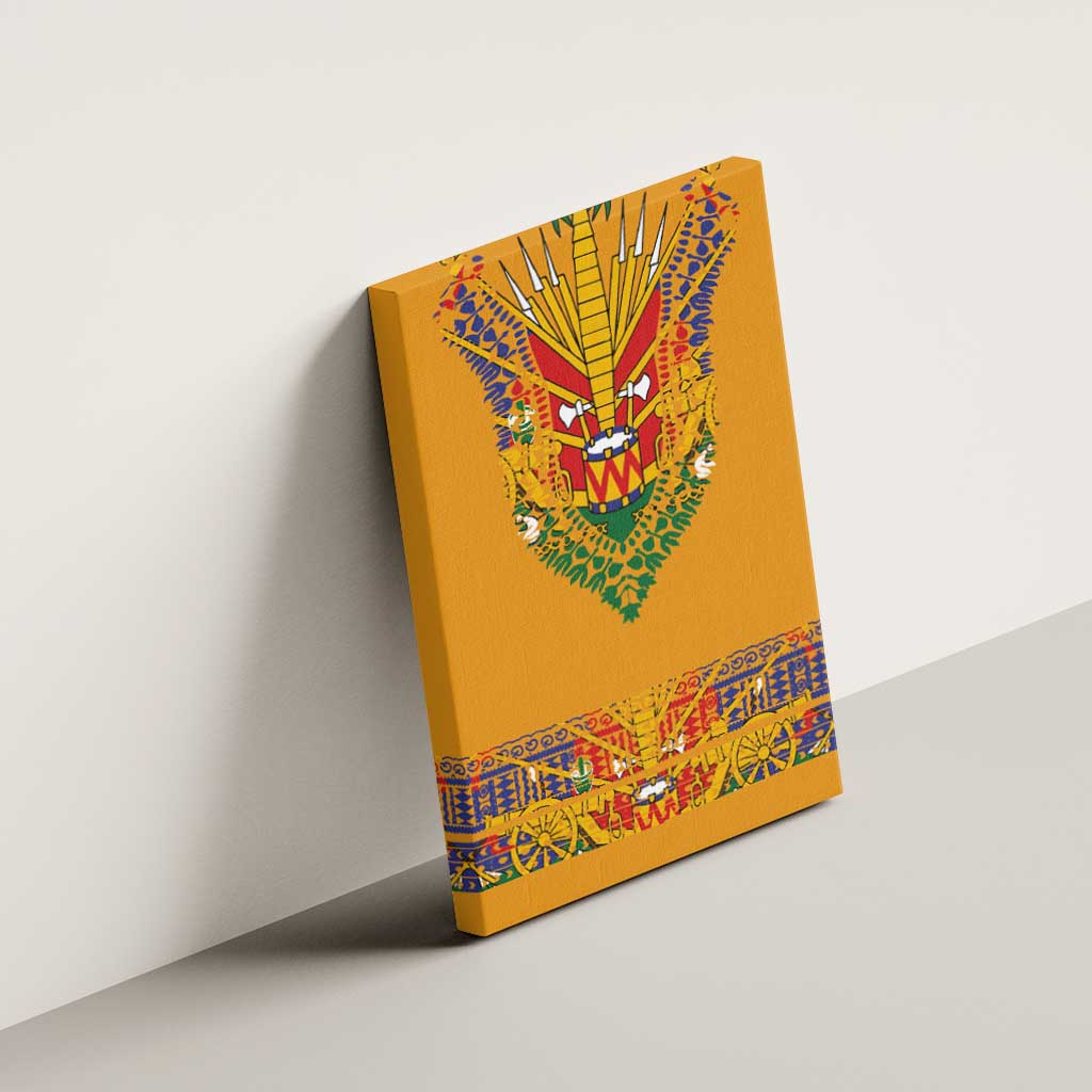 Haiti Flag Canvas Wall Art Traditional Dashiki Yellow Color