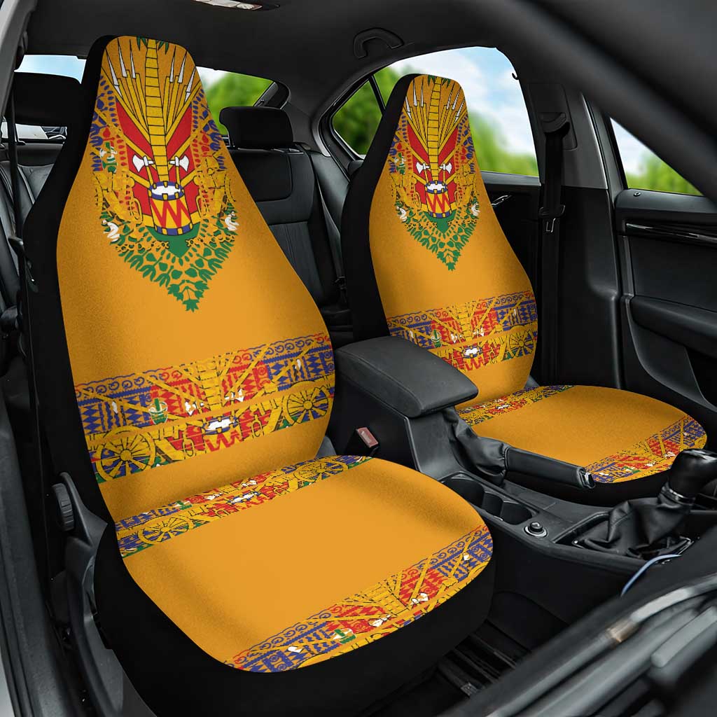 Haiti Flag Car Seat Cover Traditional Dashiki Yellow Color