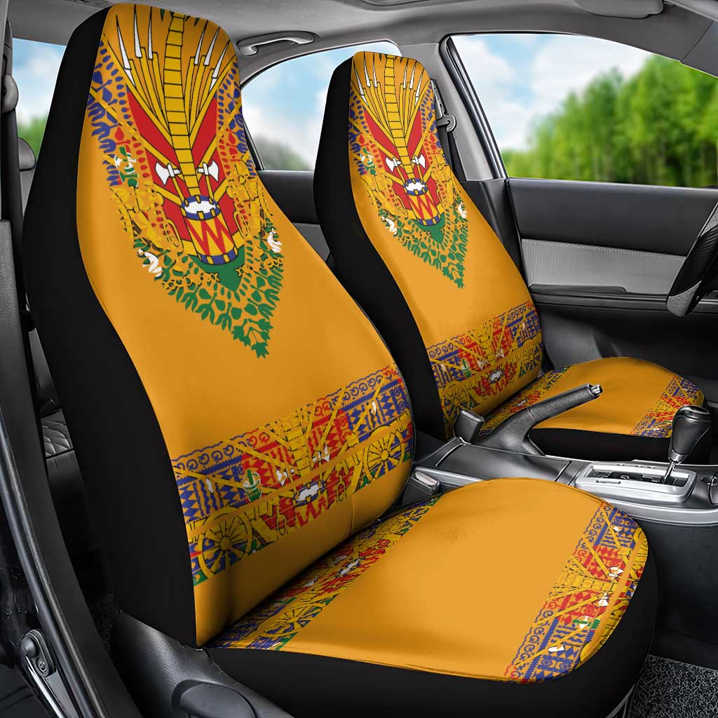 Haiti Flag Car Seat Cover Traditional Dashiki Yellow Color