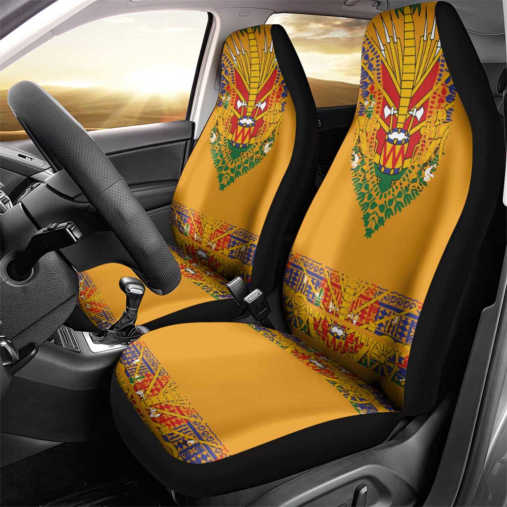 Haiti Flag Car Seat Cover Traditional Dashiki Yellow Color