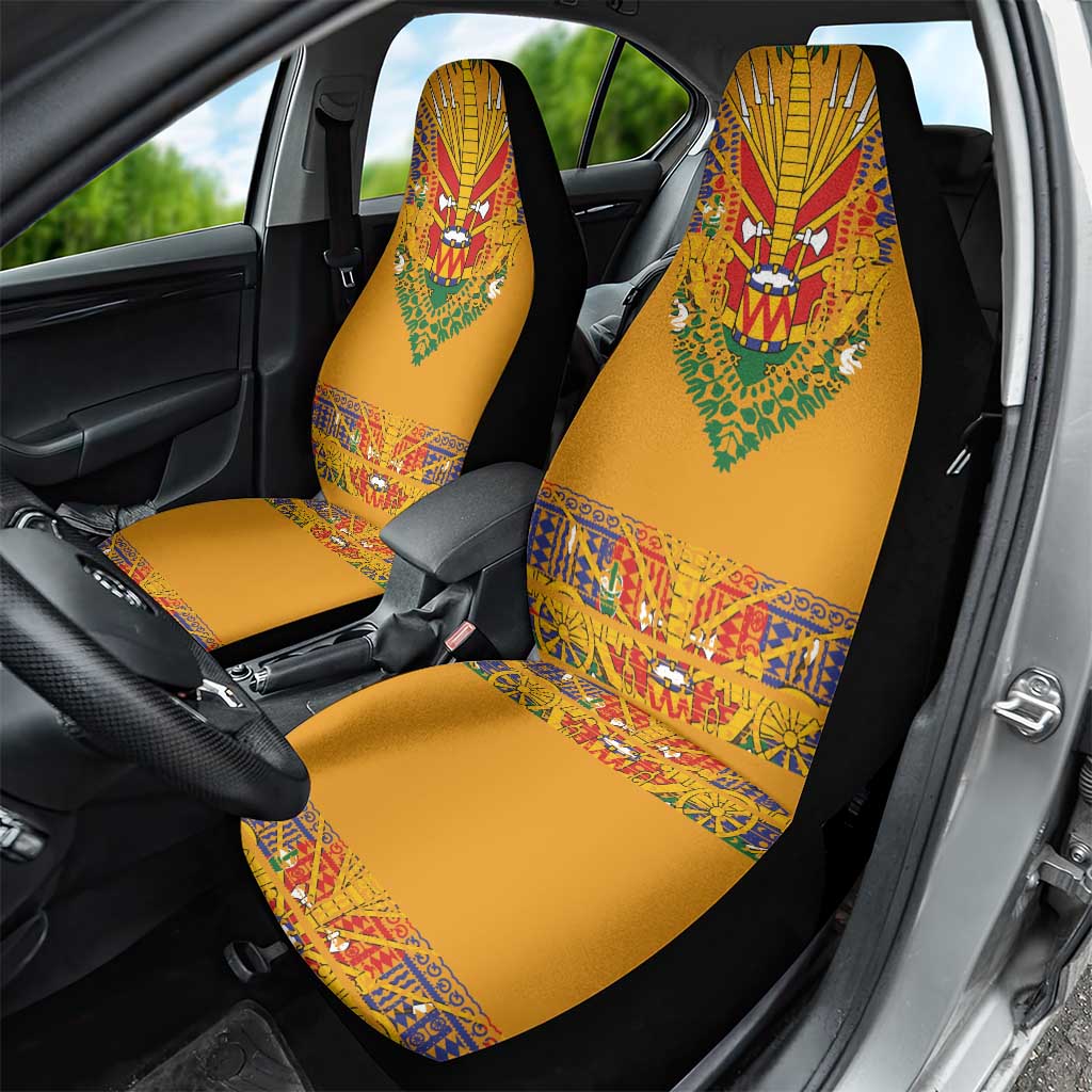 Haiti Flag Car Seat Cover Traditional Dashiki Yellow Color