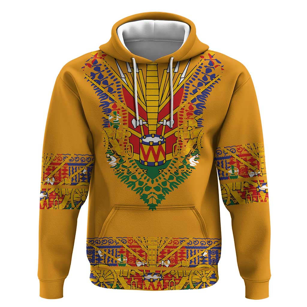 Haiti Flag Hoodie Traditional Dashiki Yellow Color
