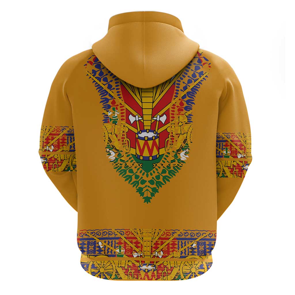 Haiti Flag Hoodie Traditional Dashiki Yellow Color