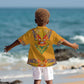 Haiti Flag Kid Hawaiian Shirt Traditional Dashiki Yellow Color