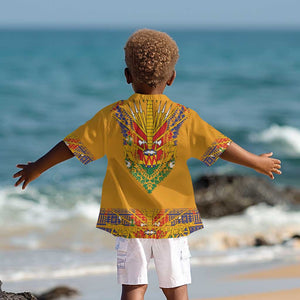 Haiti Flag Kid Hawaiian Shirt Traditional Dashiki Yellow Color