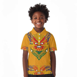 Haiti Flag Kid Polo Shirt Traditional Dashiki Yellow Color