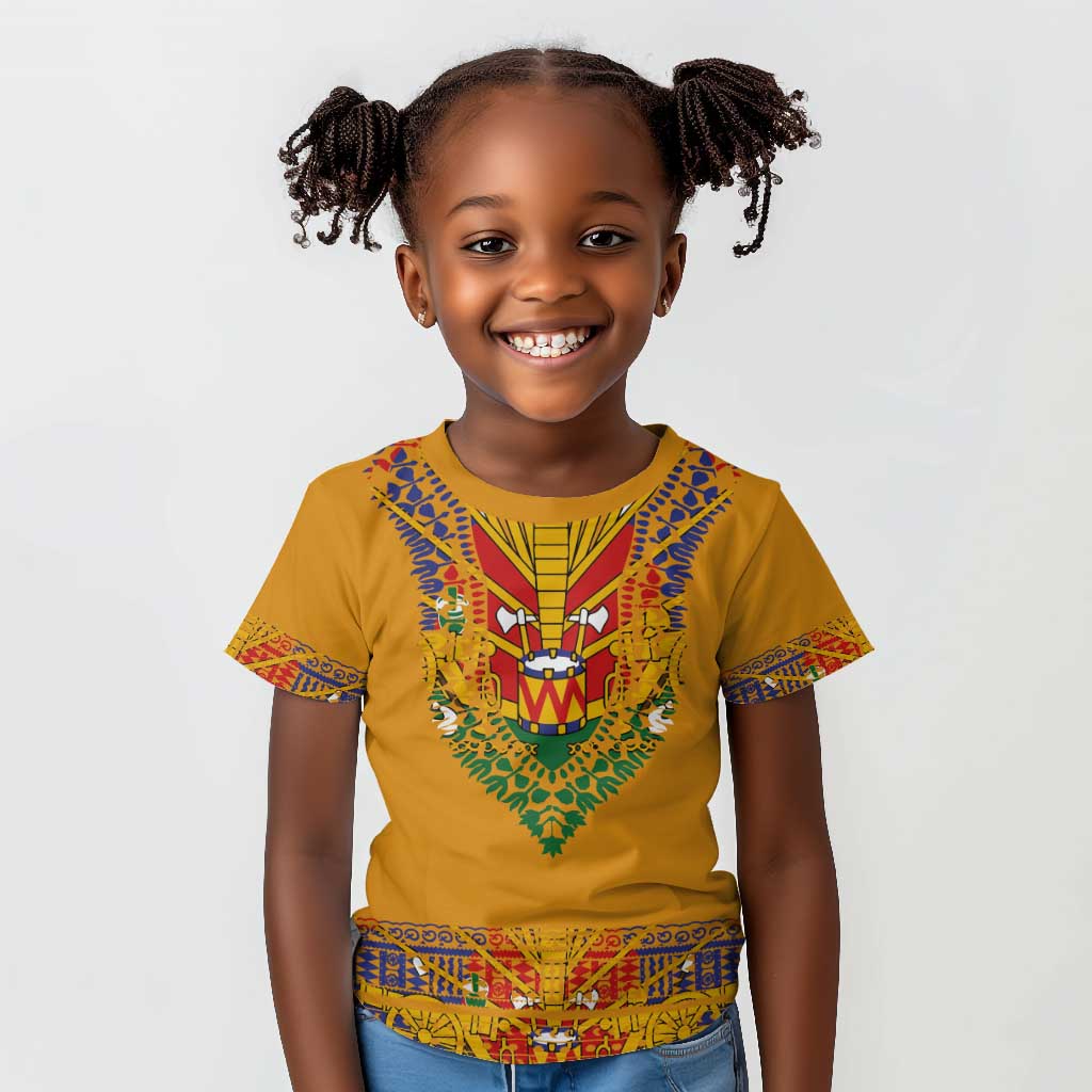 Haiti Flag Kid T shirt Traditional Dashiki Yellow Color