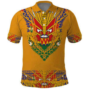 Haiti Flag Polo Shirt Traditional Dashiki Yellow Color