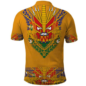 Haiti Flag Polo Shirt Traditional Dashiki Yellow Color
