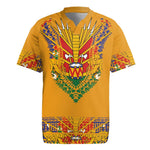 Haiti Flag Rugby Jersey Traditional Dashiki Yellow Color
