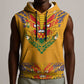 Haiti Flag Sleeveless Hoodie Traditional Dashiki Yellow Color - African Pride