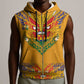 Haiti Flag Sleeveless Zip Hoodie Traditional Dashiki Yellow Color - African Pride