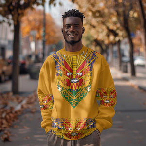 Haiti Flag Sweatshirt Traditional Dashiki Yellow Color