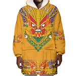 Haiti Flag Wearable Blanket Hoodie Traditional Dashiki Yellow Color