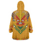 Haiti Flag Wearable Blanket Hoodie Traditional Dashiki Yellow Color