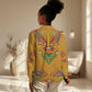 Haiti Flag Women Casual Shirt Traditional Dashiki Yellow Color