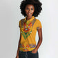 Haiti Flag Women Polo Shirt Traditional Dashiki Yellow Color