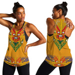 Haiti Flag Women Racerback Tank Traditional Dashiki Yellow Color