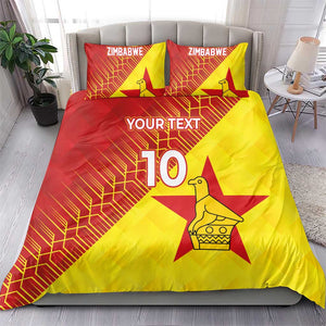 Custom Zimbabwe Cricket Bedding Set Flame Warriors Zimbabwe Spirit - African Pride