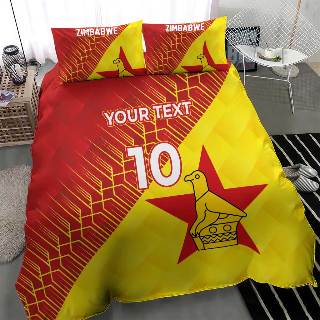 Custom Zimbabwe Cricket Bedding Set Flame Warriors Zimbabwe Spirit - African Pride