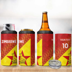 Custom Zimbabwe Cricket 4 in 1 Can Cooler Tumbler Flame Warriors Zimbabwe Spirit - African Pride