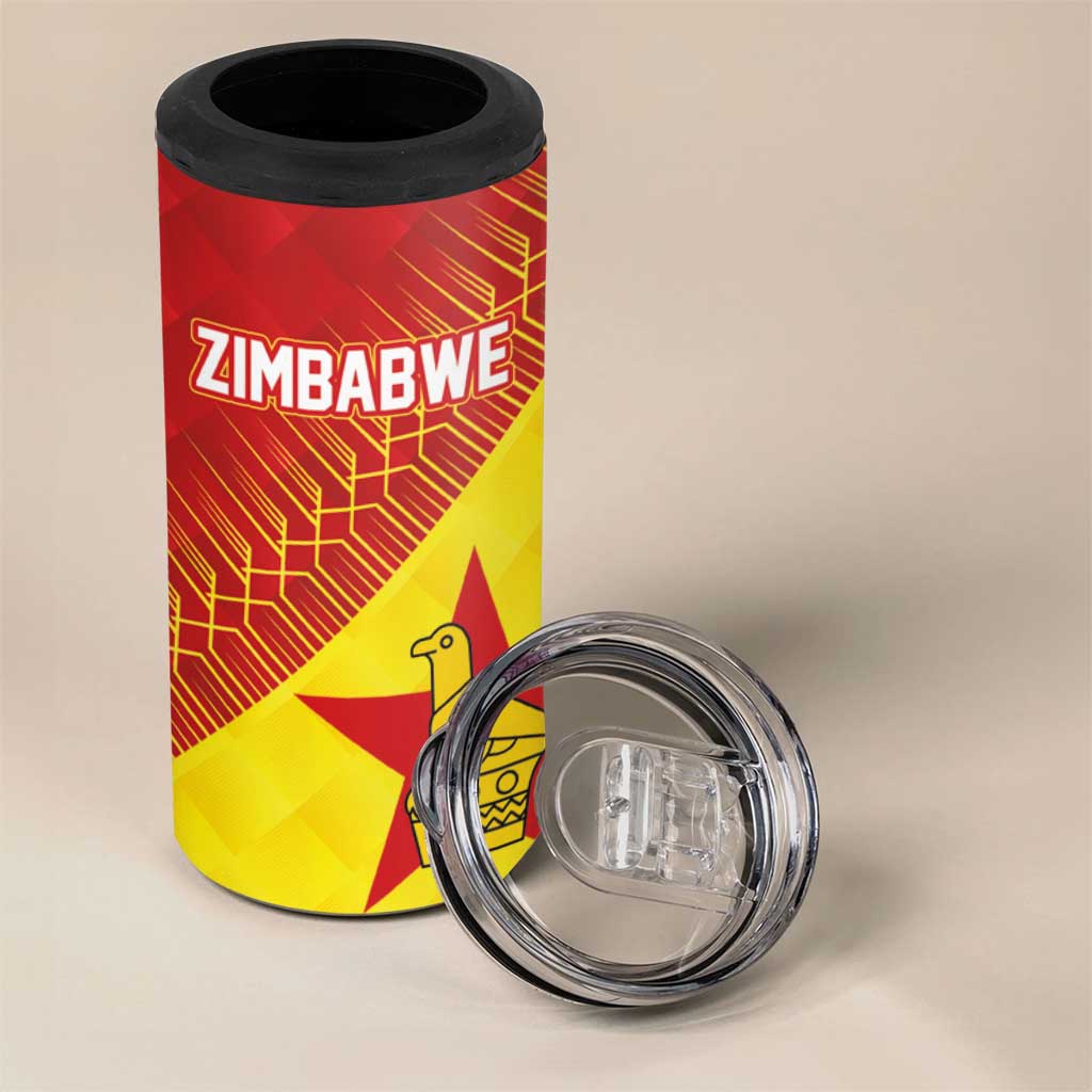 Custom Zimbabwe Cricket 4 in 1 Can Cooler Tumbler Flame Warriors Zimbabwe Spirit - African Pride