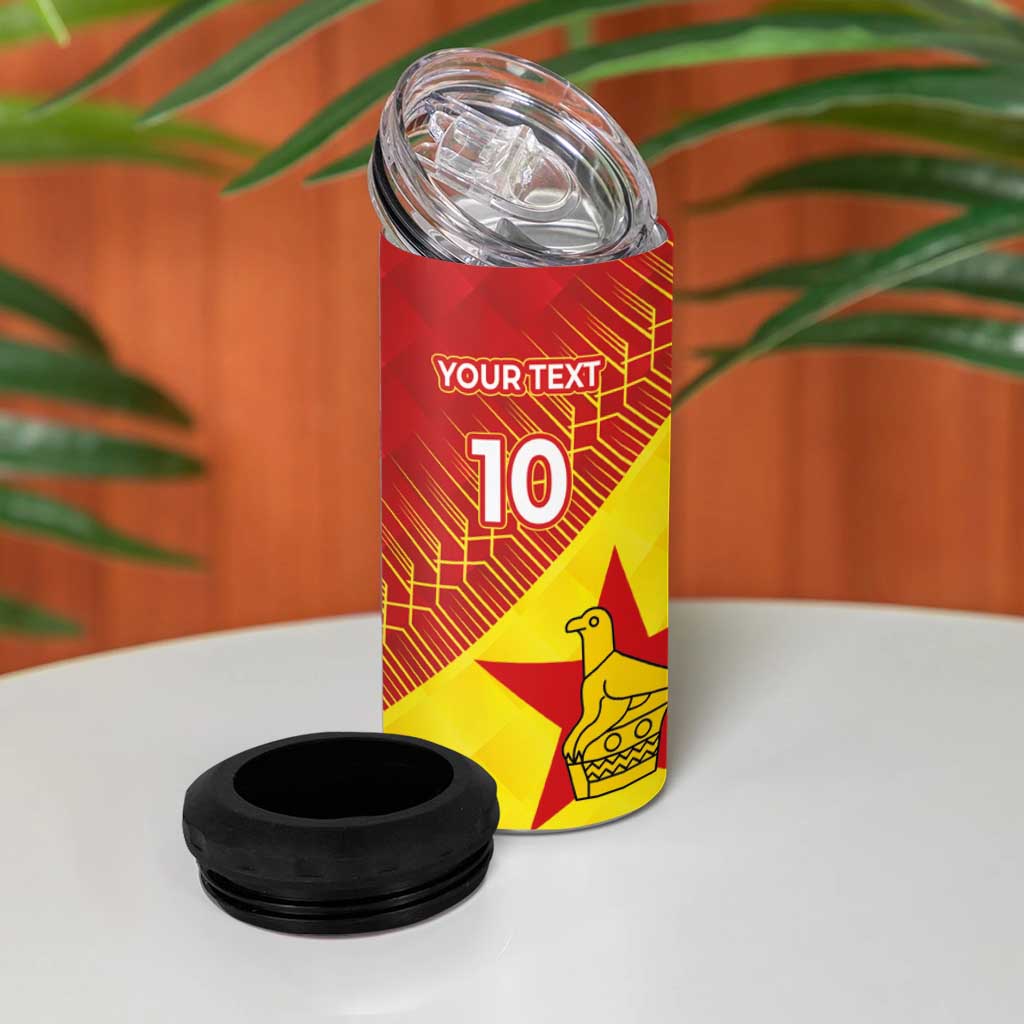Custom Zimbabwe Cricket 4 in 1 Can Cooler Tumbler Flame Warriors Zimbabwe Spirit - African Pride
