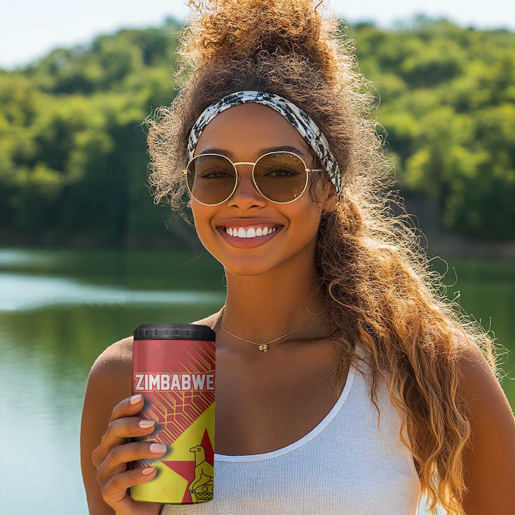 Custom Zimbabwe Cricket 4 in 1 Can Cooler Tumbler Flame Warriors Zimbabwe Spirit - African Pride