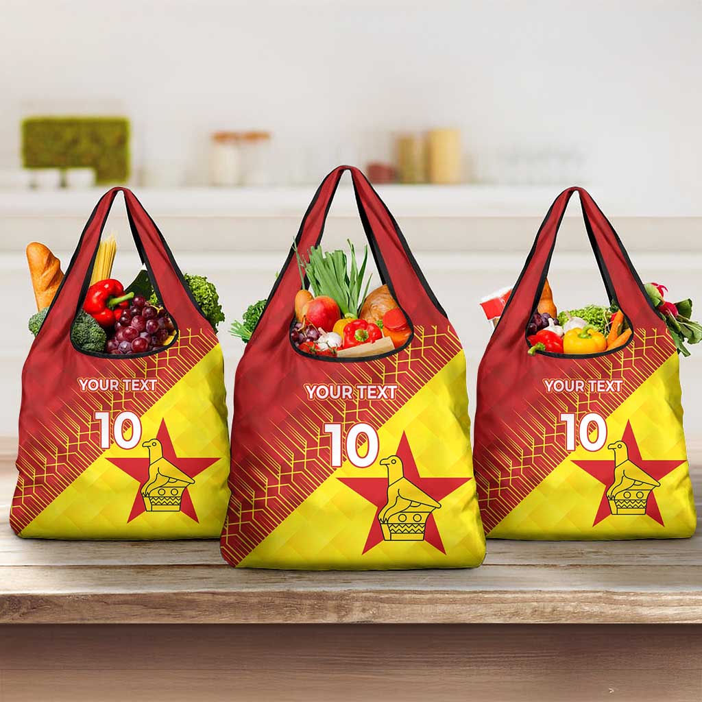 Custom Zimbabwe Cricket Grocery Bag Flame Warriors Zimbabwe Spirit - African Pride