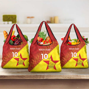 Custom Zimbabwe Cricket Grocery Bag Flame Warriors Zimbabwe Spirit - African Pride