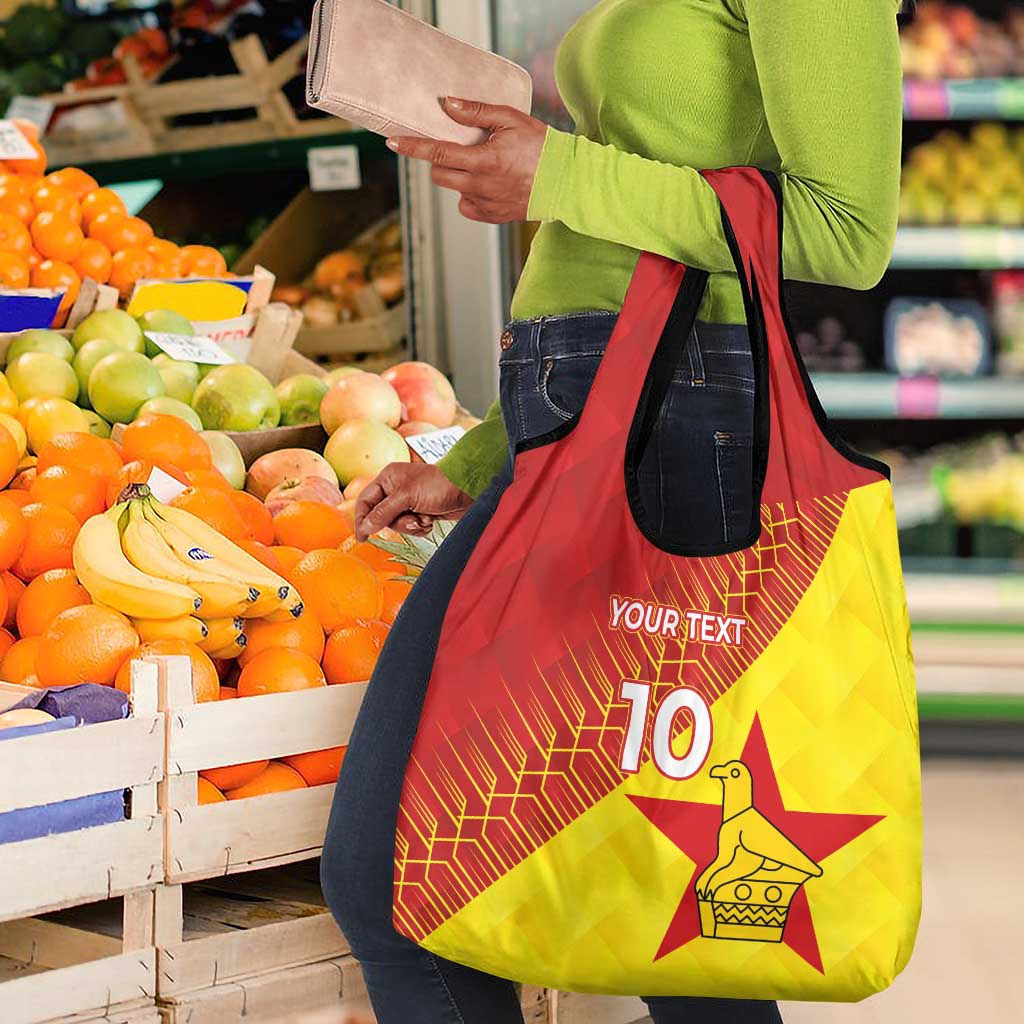 Custom Zimbabwe Cricket Grocery Bag Flame Warriors Zimbabwe Spirit - African Pride