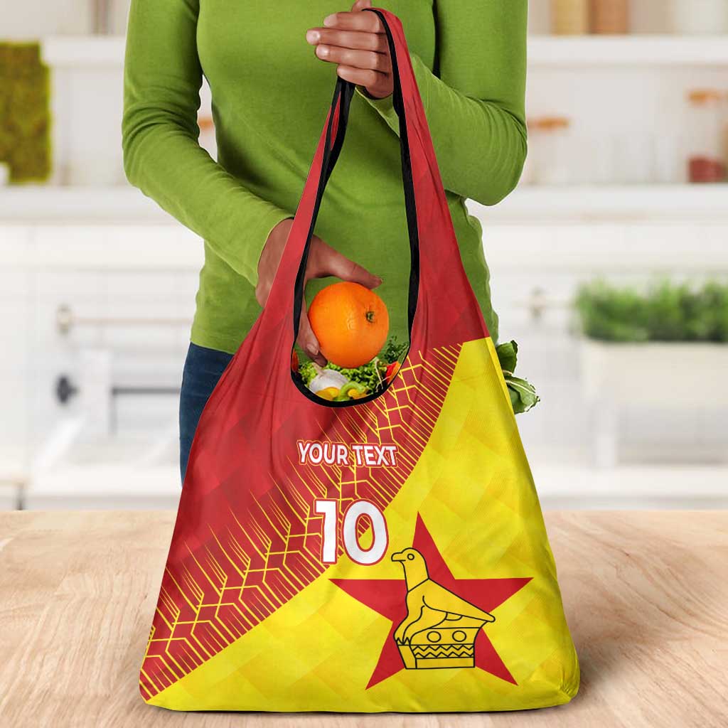 Custom Zimbabwe Cricket Grocery Bag Flame Warriors Zimbabwe Spirit - African Pride