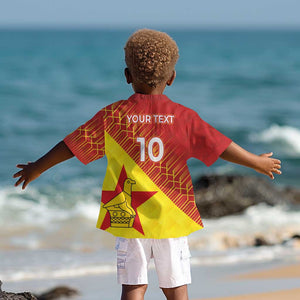 Custom Zimbabwe Cricket Kid Hawaiian Shirt Flame Warriors Zimbabwe Spirit - African Pride
