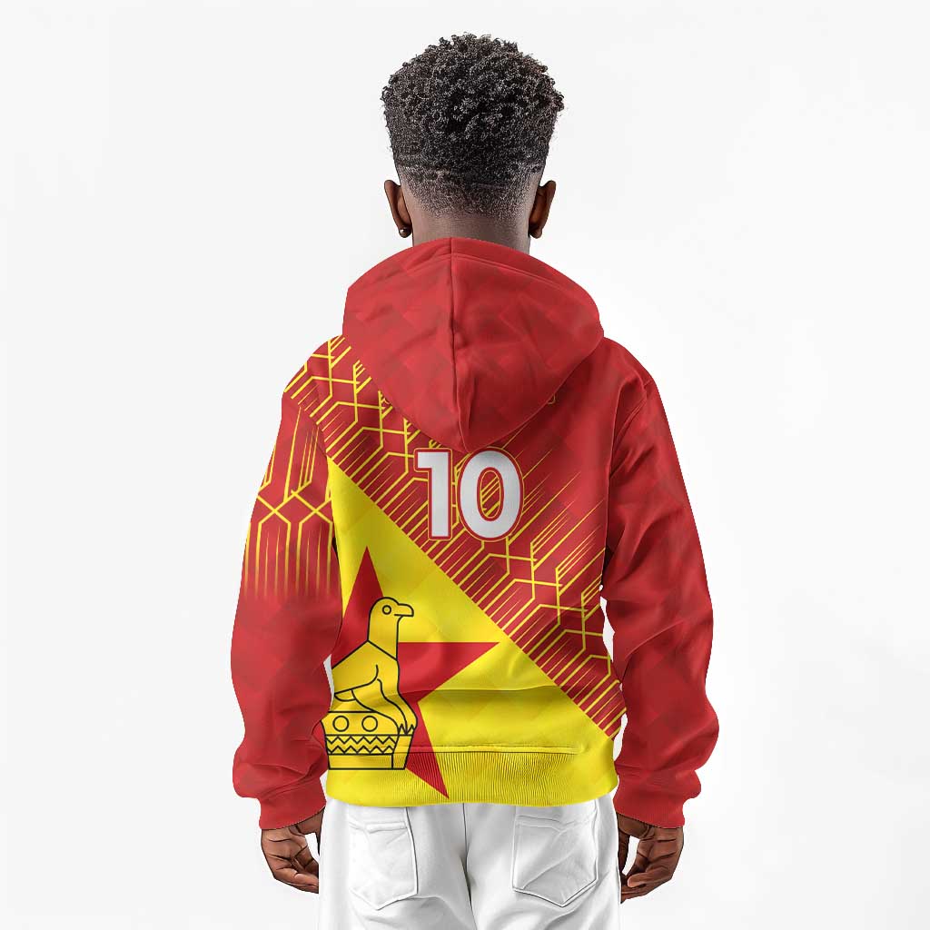 Custom Zimbabwe Cricket Kid Hoodie Flame Warriors Zimbabwe Spirit - African Pride
