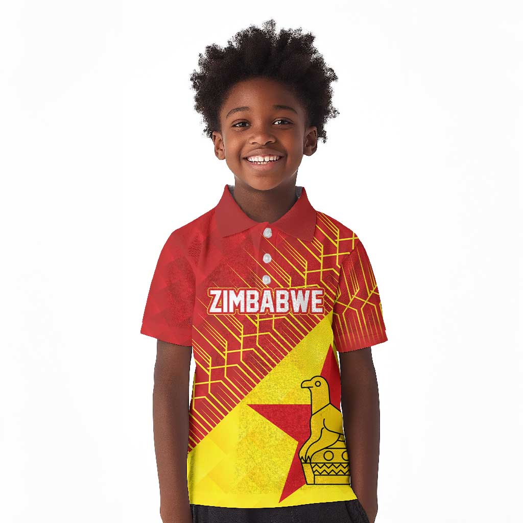 Custom Zimbabwe Cricket Kid Polo Shirt Flame Warriors Zimbabwe Spirit - African Pride