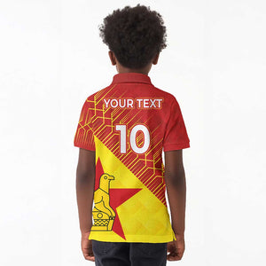 Custom Zimbabwe Cricket Kid Polo Shirt Flame Warriors Zimbabwe Spirit - African Pride