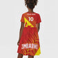 Custom Zimbabwe Cricket Kid Short Sleeve Dress Flame Warriors Zimbabwe Spirit - African Pride