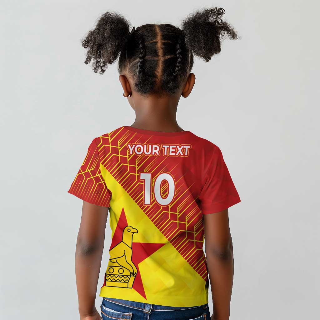 Custom Zimbabwe Cricket Kid T shirt Flame Warriors Zimbabwe Spirit - African Pride