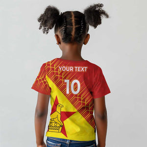 Custom Zimbabwe Cricket Kid T shirt Flame Warriors Zimbabwe Spirit - African Pride