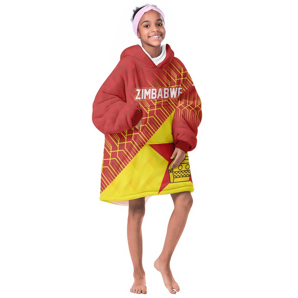Custom Zimbabwe Cricket Kid Wearable Blanket Hoodie Flame Warriors Zimbabwe Spirit - African Pride