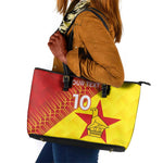 Custom Zimbabwe Cricket Leather Tote Bag Flame Warriors Zimbabwe Spirit - African Pride