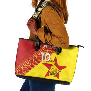 Custom Zimbabwe Cricket Leather Tote Bag Flame Warriors Zimbabwe Spirit - African Pride