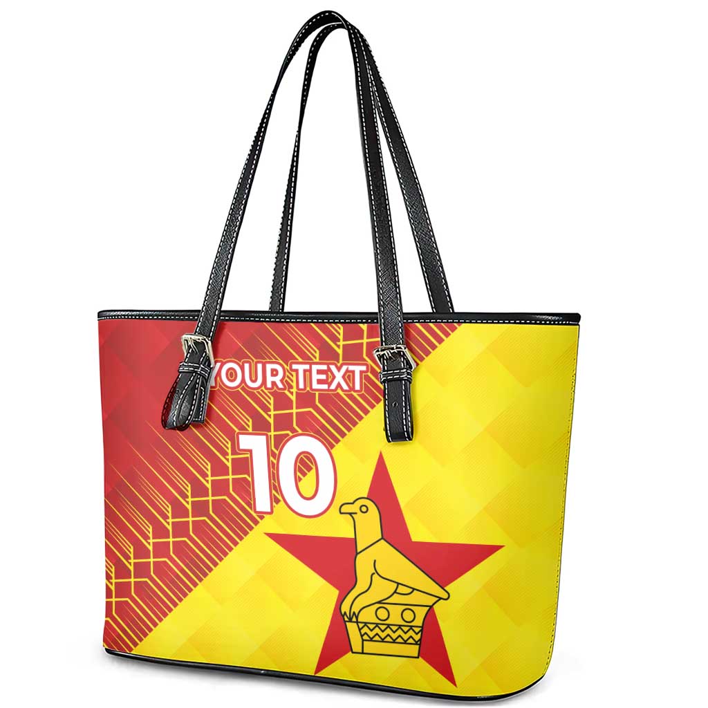 Custom Zimbabwe Cricket Leather Tote Bag Flame Warriors Zimbabwe Spirit - African Pride