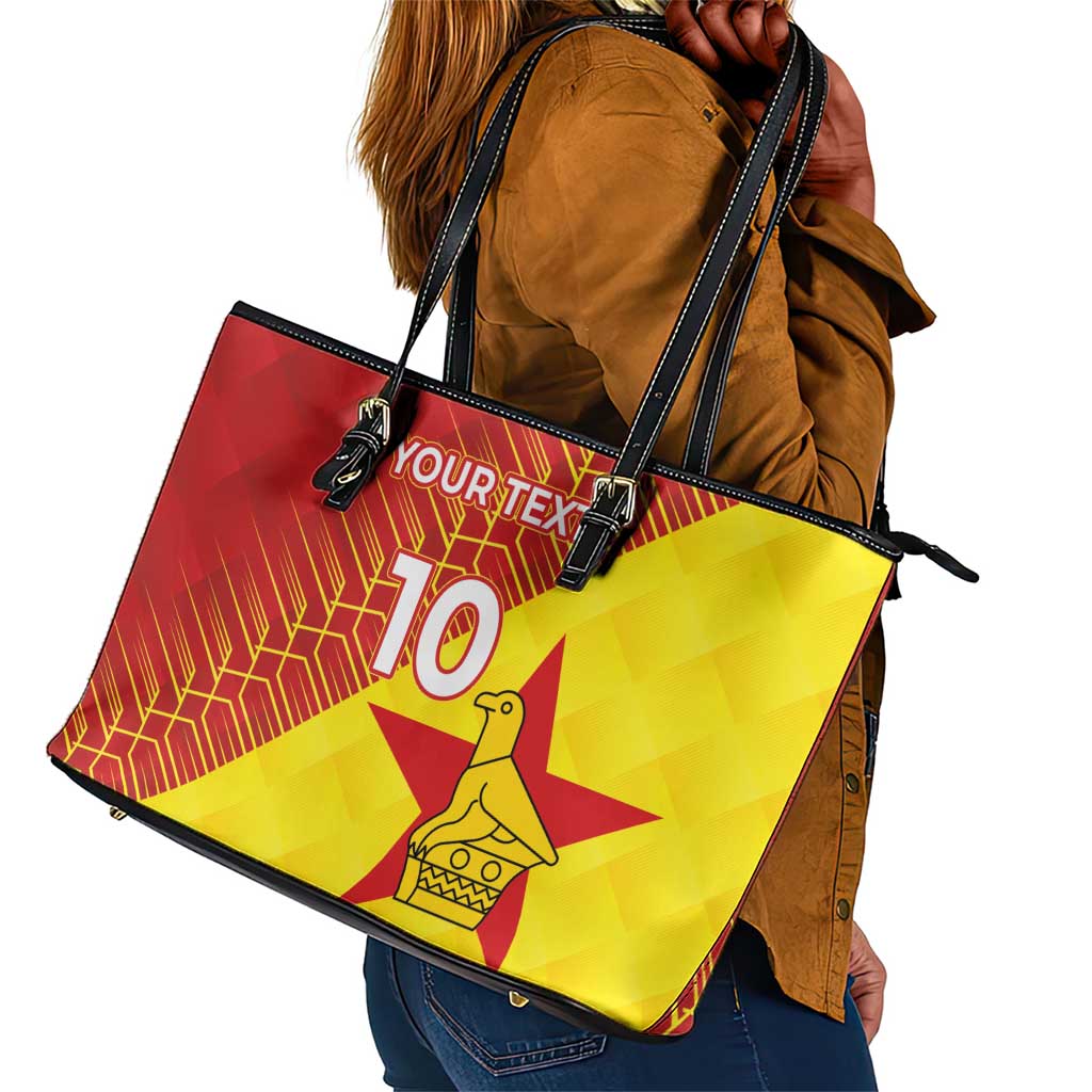 Custom Zimbabwe Cricket Leather Tote Bag Flame Warriors Zimbabwe Spirit - African Pride