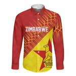 Custom Zimbabwe Cricket Long Sleeve Button Shirt Flame Warriors Zimbabwe Spirit - African Pride