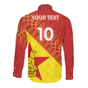 Custom Zimbabwe Cricket Long Sleeve Button Shirt Flame Warriors Zimbabwe Spirit - African Pride