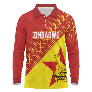 Custom Zimbabwe Cricket Long Sleeve Polo Shirt Flame Warriors Zimbabwe Spirit - African Pride
