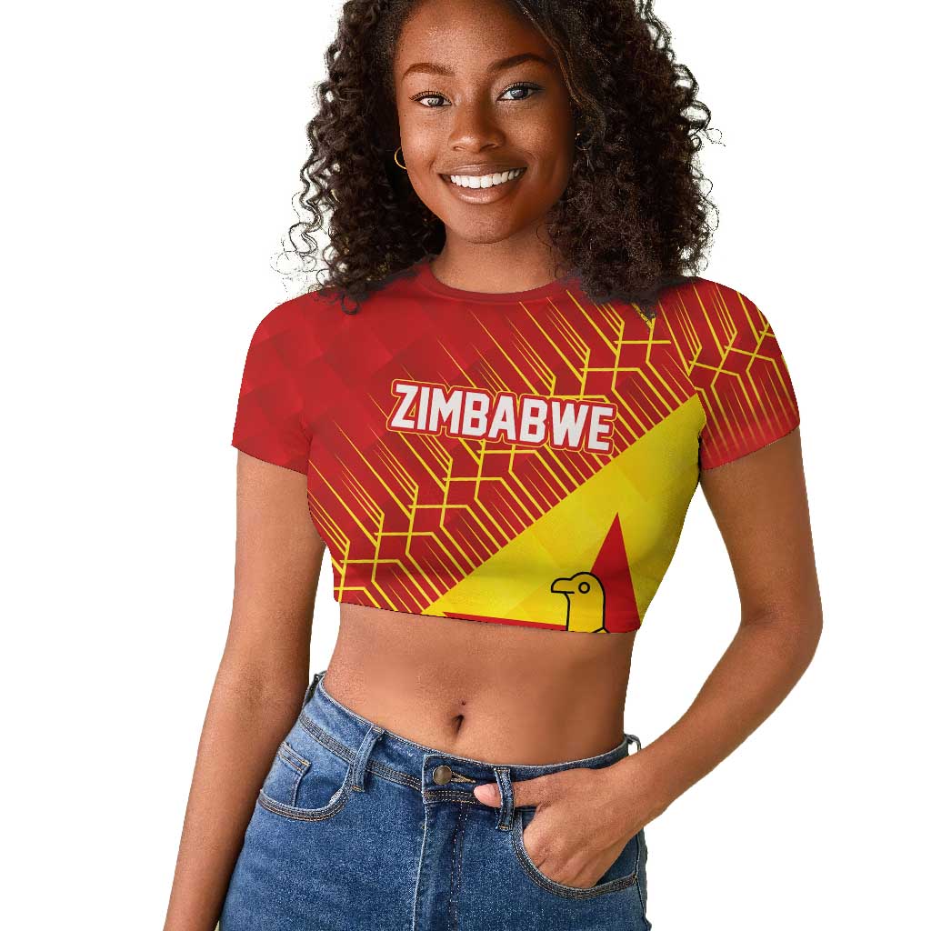 Custom Zimbabwe Cricket Raglan Cropped T shirt Flame Warriors Zimbabwe Spirit - African Pride