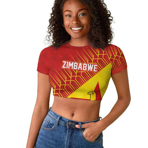 Custom Zimbabwe Cricket Raglan Cropped T shirt Flame Warriors Zimbabwe Spirit - African Pride