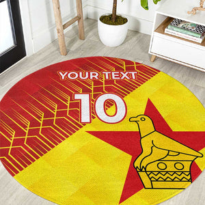 Custom Zimbabwe Cricket Round Carpet Flame Warriors Zimbabwe Spirit - African Pride